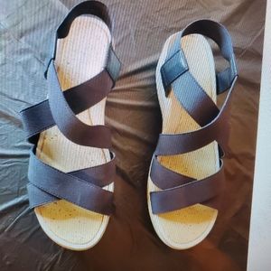 Womens Black Wedge Sandles